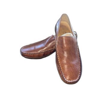 Sandro Moscoloni Camel Brown Leather Loafers 9 D 41